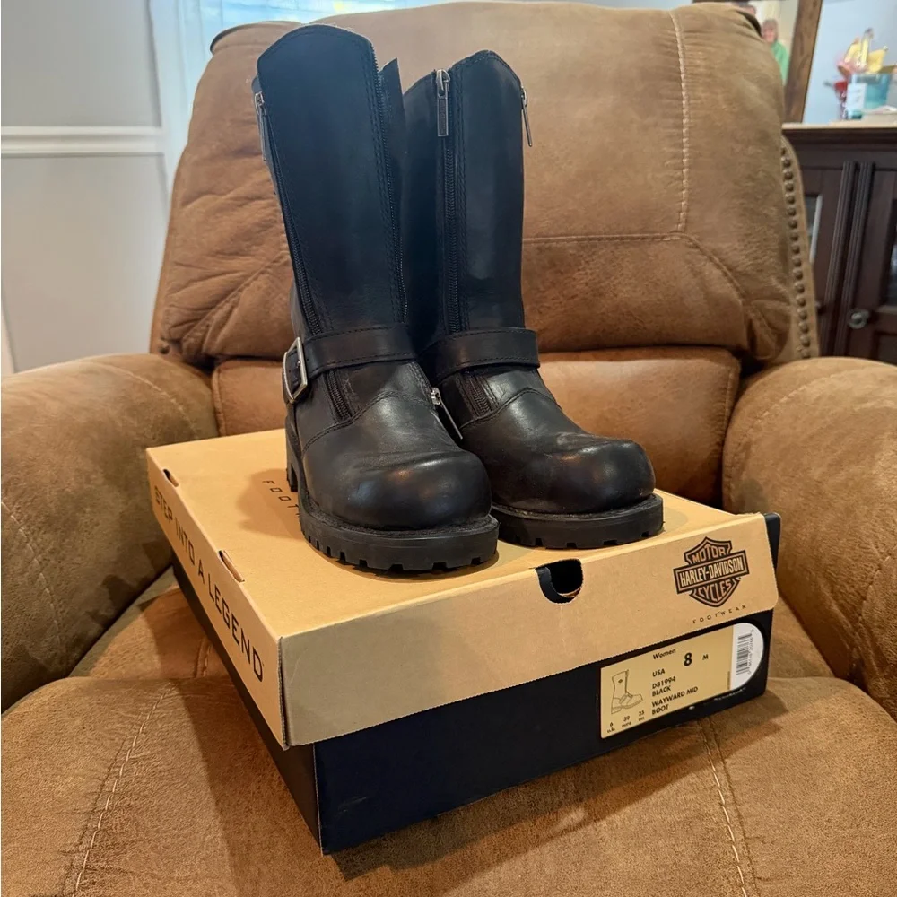 Harley-Davidson Black Wayward Mid Boots - Picture 1 of 3